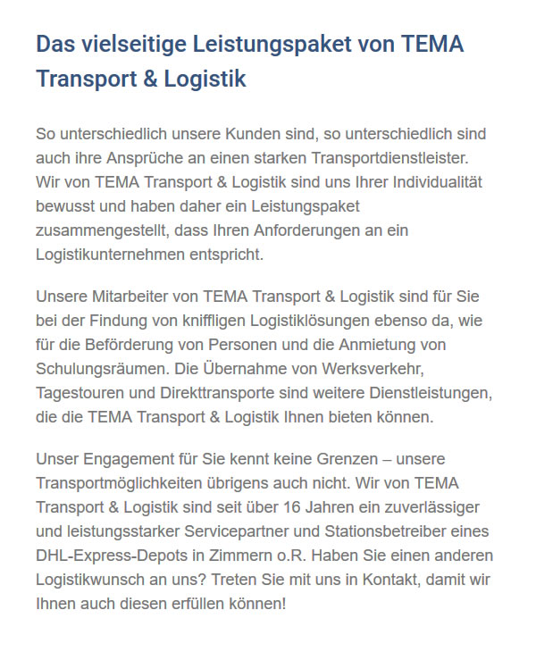 Transportdienstleister für  Hettlingen